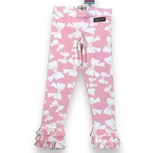 Matilda Jane Girls 6 Ryba's Ruffle Bow Leggings Good Hart‎ Pink NWT Ribbons